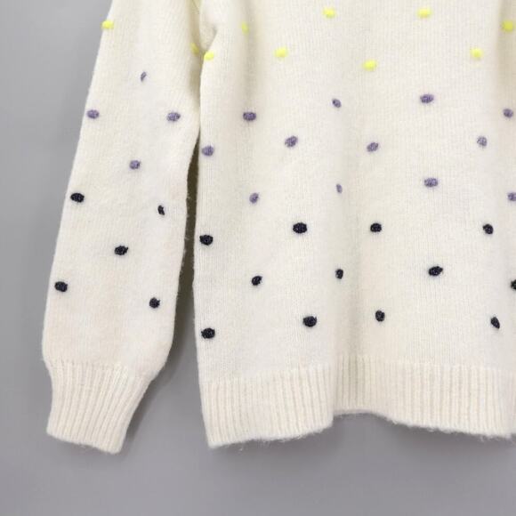 Loft Bobble Sweater Womens XXS Cream Gradient Polka Dot Knit Mock Neck 80s Retro - Picture 5 of 16